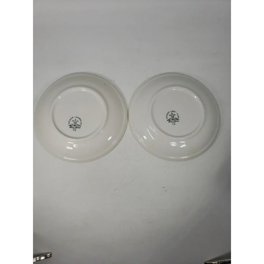 Two Homer Laughlin Best China USA Athena Empire Greek Key Dessert Plates 6.5